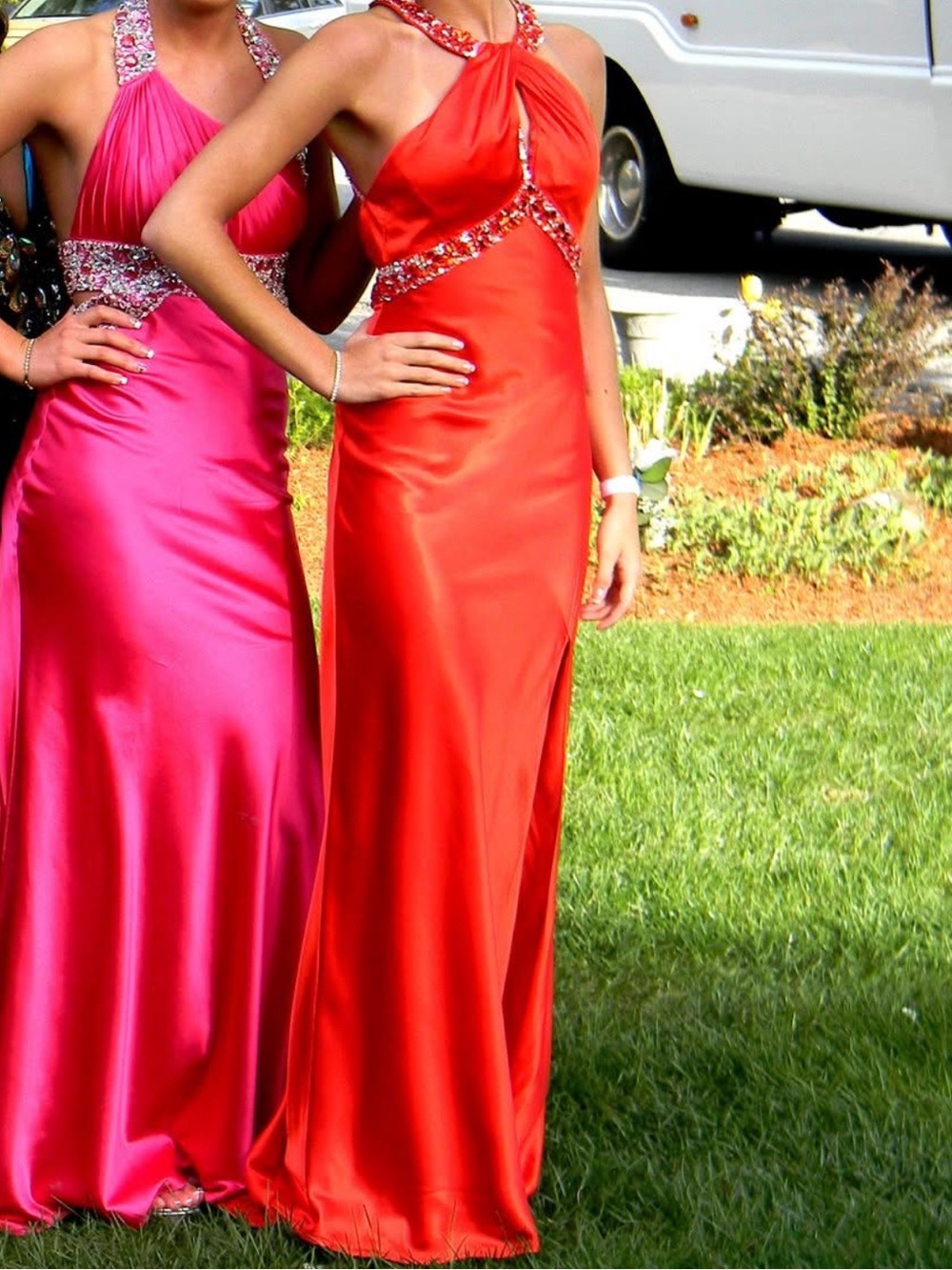 Mari Lee by Madeline Gardner Red Beaded Halter Prom Dress/ Evening Gown formal - Picture 3 of 16